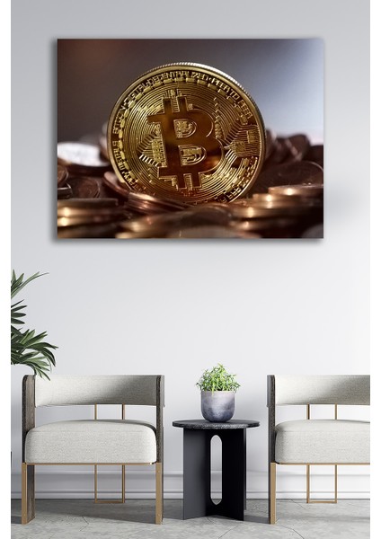 Kanvas Tablo Bitcoin Btc Kripto Para Fotoğraf Dekoratif Duvar Tablosu