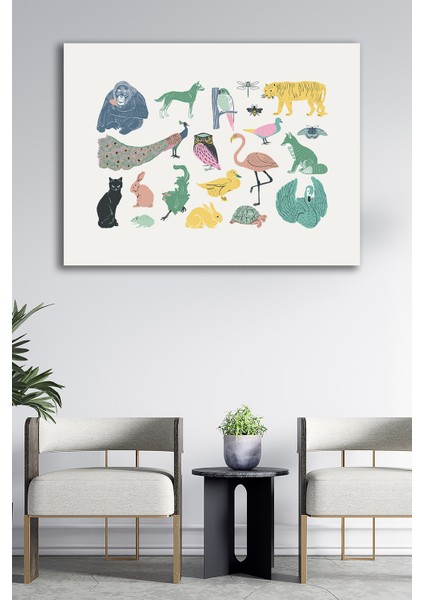 Kanvas Tablo Hayvanlar Dekoratif Duvar Tablosu