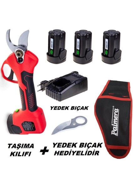 F21 Budama Makası Akülü 25MM+3 Akülü+Taşıma Kılıfı+Yedek Bıçak