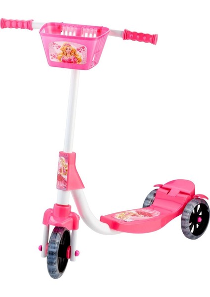 Şeffaf Silikon Tekerlekli Frenli Barbie Figürlü Kız Çocuk Scooter