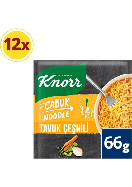 Tavuk Çeşnili Çabuk Noodle 66 gr x 12 Adet