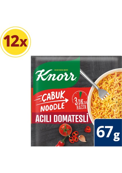 Acılı Domatesli Çabuk Noodle 67 gr x 12 Adet