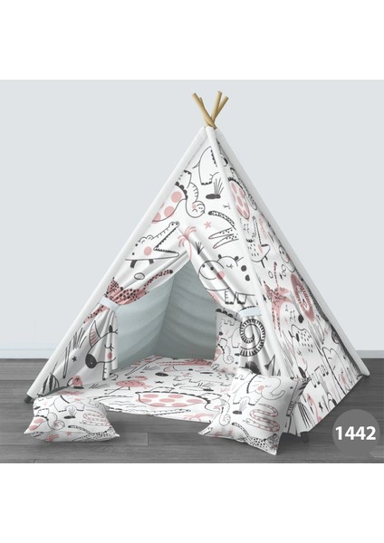 Dijital Baskılı Kızıldereli Çocuk Bebek Odası Oyun Çadırı Model: 1442
