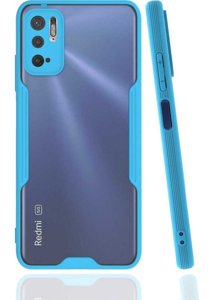 Case 4U Xiaomi Poco M3 Pro Kılıf Kamera Korumalı Ultra Ince Buzlu Mat Renkli Parfe Silikon Kapak Mavi