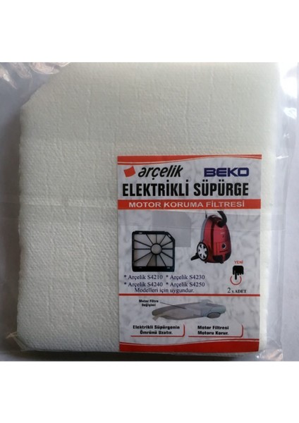 Arçelik S 4210 4230 4240 4250 Süpürge Motor Koruma Filtresi 2'li fiyatları