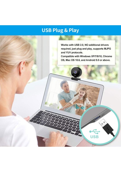 SH008 2.0 Mega Piksel 1080P USB 2.0 / 3.0 Hd Bilgisayar Kamera Siyah (Yurt Dışından)