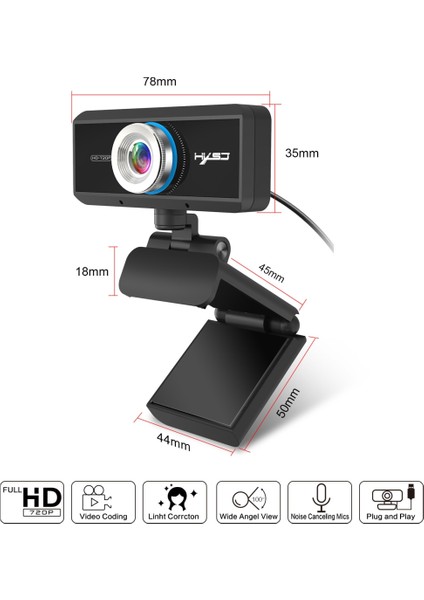 S90 30FPS 1 Megapiksel 720P Hd Web Kamerası Siyah (Yurt Dışından)