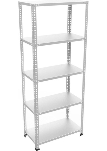 5 Katlı Galvaniz Çelik Raf - Depo, Arşiv, Kiler, Dosya, Market Rafı - 31x60 cm-200 cm-0.70 mm