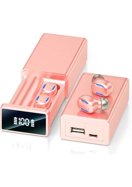 A22 Ingilizce Sürüm Çekmece Dijital Görüntü Bluetooth Kulaklık Pembe (Yurt Dışından)