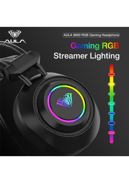 Mic USB Bağlantı Noktası Rgb Aydınlatma Oyun Kulaklığı Siyah (Yurt Dışından)