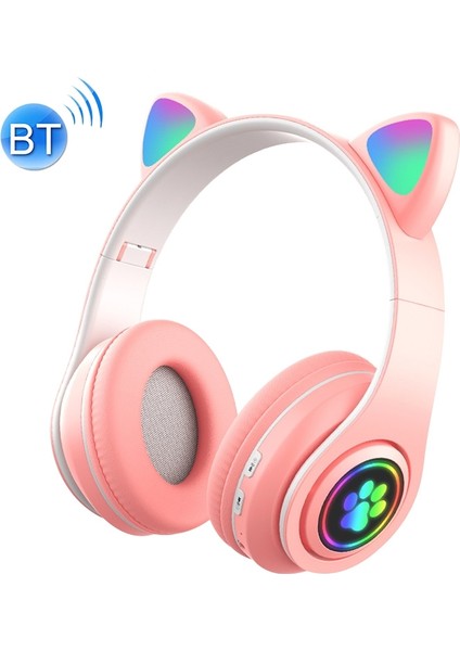 B39 Kedi Kulak Tasarım Kablosuz Bluetooth Kulaklık Pembe (Yurt Dışından)