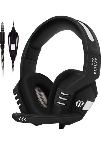 AH38 3,5 mm Kablolu Gaming Headset Siyah Gümüş (Yurt Dışından)