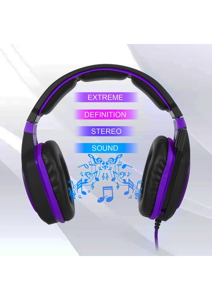 AH28 3.5mm Stereo Ses Kablolu Gaming Headset Siyah Mor (Yurt Dışından)