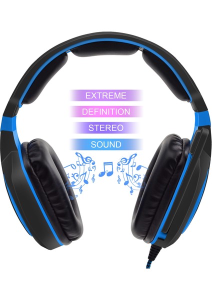 AH28 3.5mm Stereo Ses Kablolu Gaming Headset Mavi (Yurt Dışından)