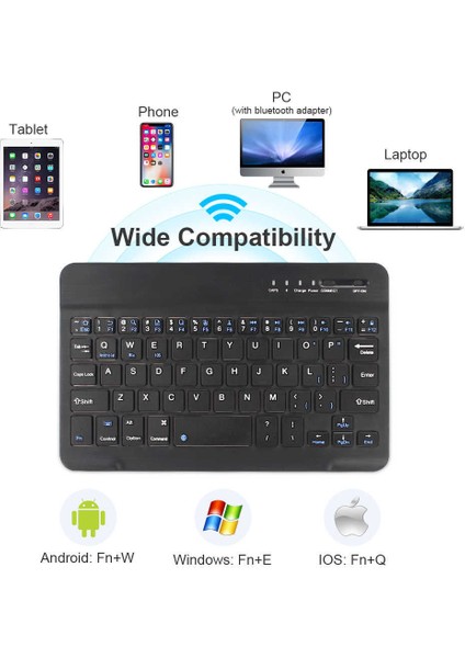 Tcl 10 Tab Max Uyumlu Bluetooth Tablet Klavyesi Mini Slim Şarjlı Kablosuz Klavye