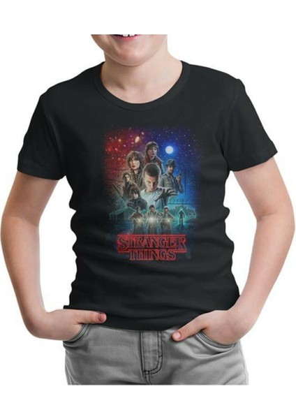 Lordd T-Shirt Stranger Things - Bicycle Siyah Çocuk T-Shirt