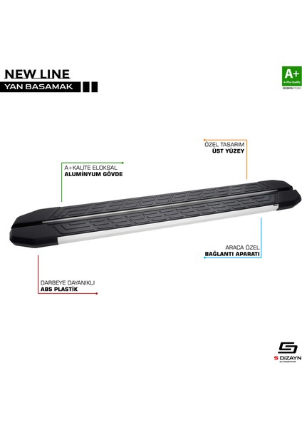 Renault Trafic 2 Kısa Şase Newline Aluminyum Yan Basamak 229 cm 2001-2014 A+ Kalite