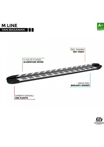 Ford Connect M-Line Gri Yan Basamak 188 cm 2002-2014 A+ Kalite fiyatları