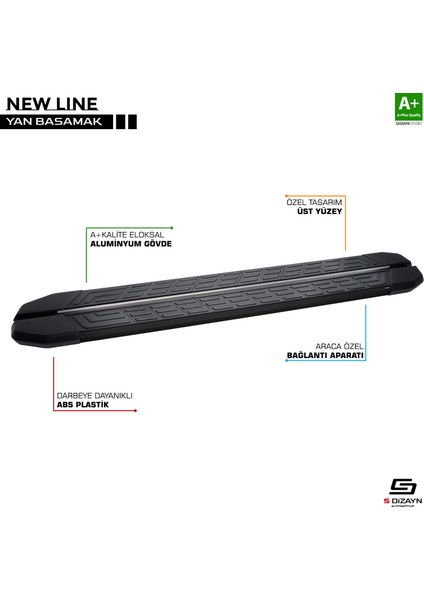 Vw Transporter T6 Kısa Şase Newline Siyah Yan Basamak 213 cm 2015-2019 A+ Kalite