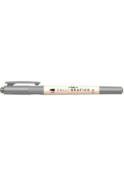 Calligrafico Brush Twin Kalem Dark Grey