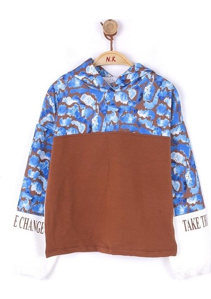 Kapşonlu Sweat Kız Çocuk Kahve