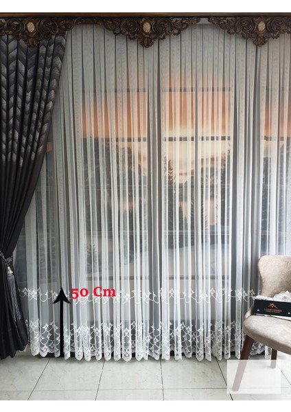 Lüks Grek Etek Tül Perde Desen 7 - Sık Pile 1e3 .en 500 , Boy 270