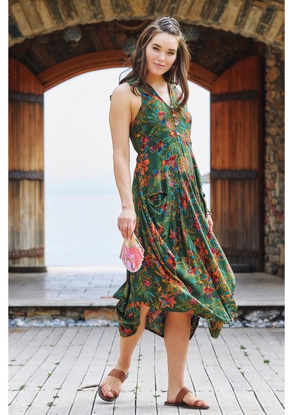 Gömlek Yaka Viskon Elbise