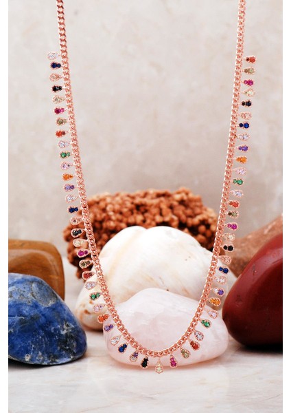 Mix Damla Rose Gümüş Choker Kolye