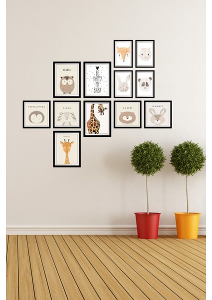 12 Parça Çerçeve Görünümlü Mdf Tablo Duvar Dekoru