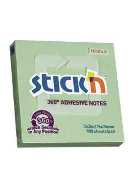 21552 Stickn Yapışkanlı Not Kağıdı 100 Yaprak 76 x 76 mm Yeşil