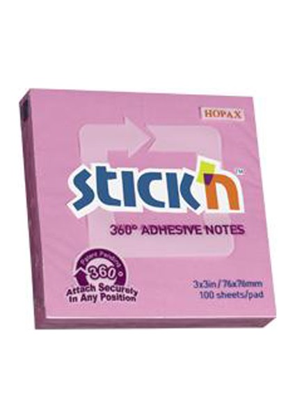 21554 Stickn Yapışkanlı Not Kağıdı 100 Yaprak 76 x 76 mm Pembe