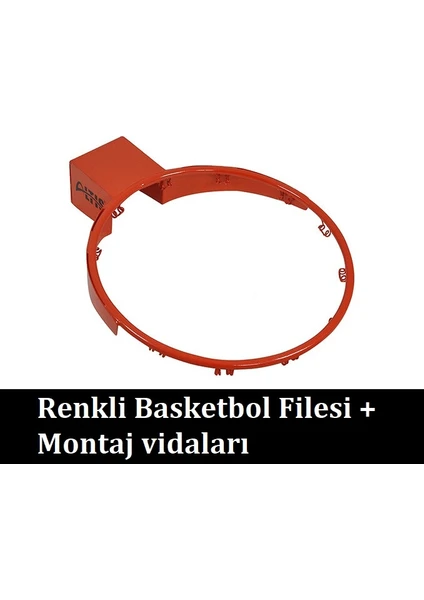 18 Inç (45 Cm) Metal Profil Basketbol Çemberi + Renkli Basketbol Filesi + Montaj Vidaları