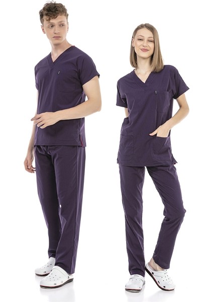 Ultralycra Basic - Doktor Hemşire Forma Takımı Unisex Koyu Mor