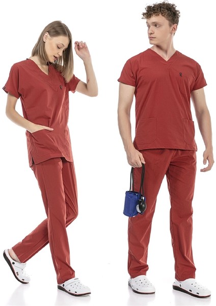 Ultralycra Basic - Doktor Hemşire Forma Takımı Unisex Kiremit