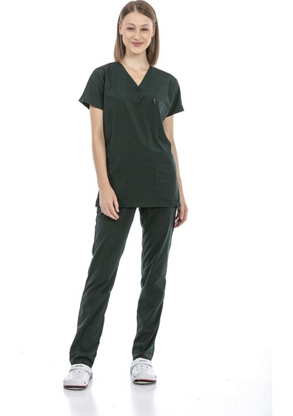 Ultralycra Basic - Doktor Hemşire Forma Takımı Unisex Koyu Yeşil