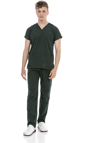 Ultralycra Basic - Doktor Hemşire Forma Takımı Unisex Koyu Yeşil
