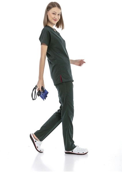 Ultralycra Basic - Doktor Hemşire Forma Takımı Unisex Koyu Yeşil