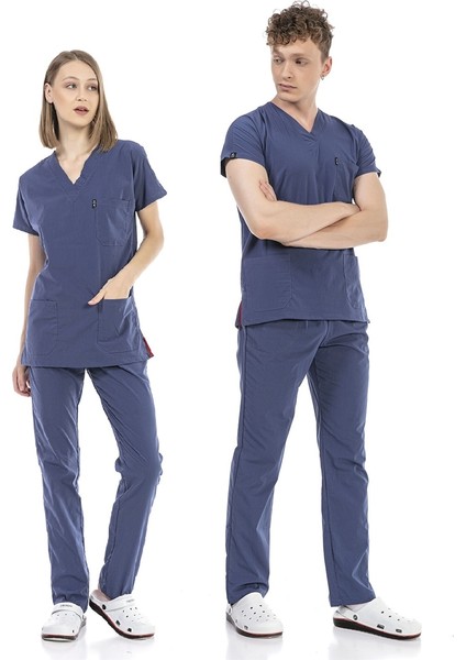 Ultralycra Basic - Doktor Hemşire Forma Takımı Unisex Fırtına Mavi