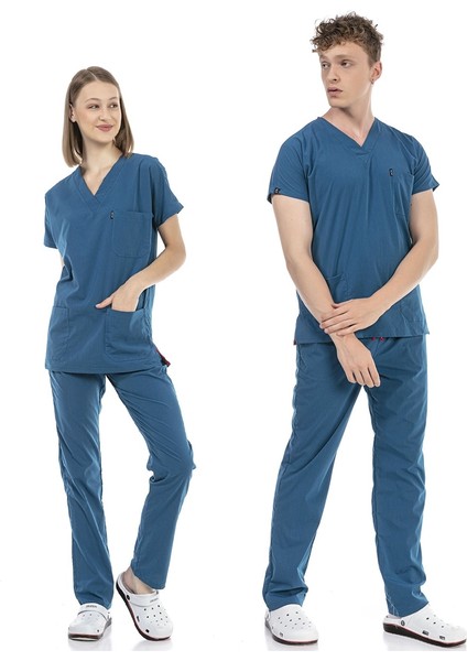 Ultralycra Basic - Doktor Hemşire Forma Takımı Unisex Petrol Mavi