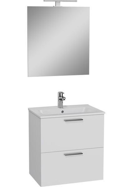 Mia 75021 Banyo Dolabı Seti, Çekmeceli, 60 cm, Parlak Beyaz