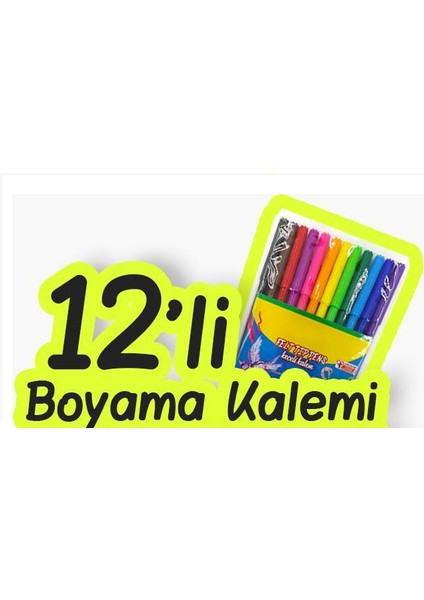 Çınar Bez Çanta Balık Boyama Desenli Büzgülü Sırt Çantası + Boyama Kalemi 12'li