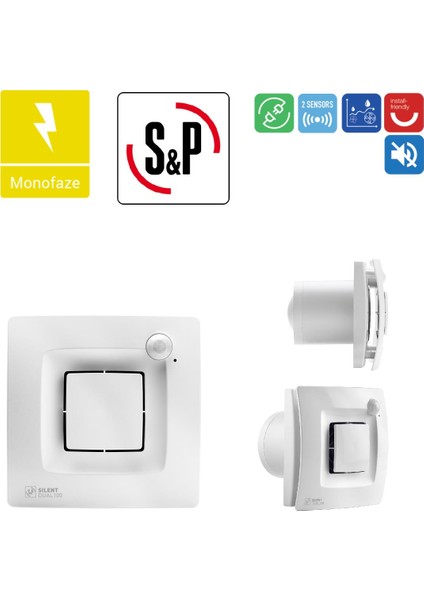Silent Dual 100 Banyo Wc Sensörlü Egzoz Ortam Havalandırma Fanı Tasarruflu Agmair Sp Agm
