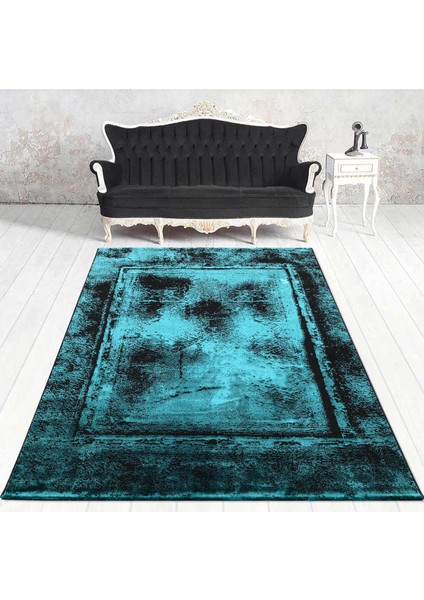 Halı Elit HE634 Antrasit - Yeşil 80 x 300 cm. Modern Dokuma Halı
