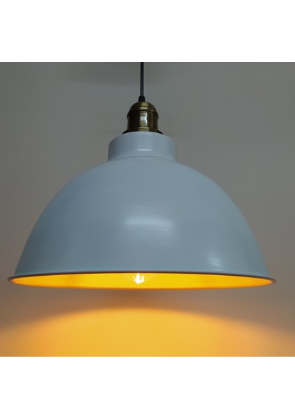 Retro Beyaz Içi Gold Tekli Metal Sarkıt Çap: 33CM