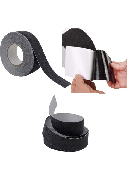 Merdiven Zemin Kaydırmaz Bant Yapışkanlı Kaymaz Bant Bandı Siyah 2.5 cm x 5 Metre
