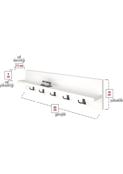 Portmanto Duvar Askılığı Elbise Askılığı Beyaz 80 cm