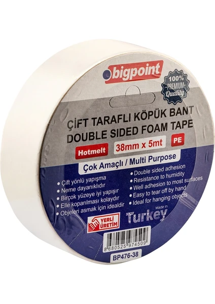 Çift Taraflı Köpük Bant 38 mm x 5 mt