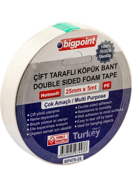 Çift Taraflı Köpük Bant 25 mm x 5 mt