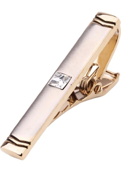Gold Renk Beyaz Taşlı Mat Kravat Iğnesi KIY565
