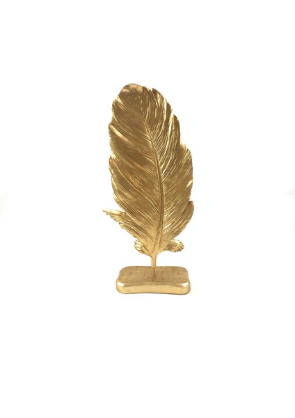Dekoratif Tüy Yaprak Gold Biblo